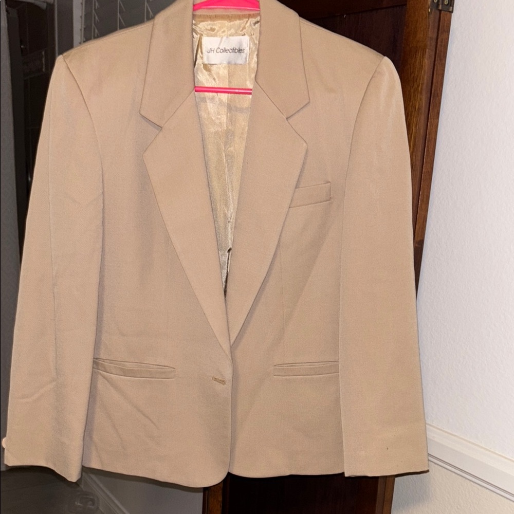 Jh Collectibles Tan Blazer 100% Wool View 3